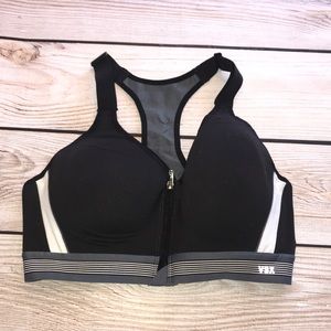 Victoria Sport 36D bra. Zipper and clasp in front.